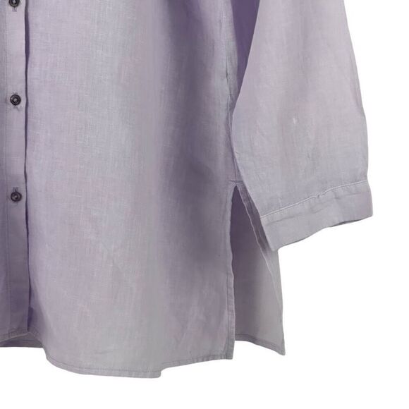 Eileen Fisher Garment-Dyed Organic Handkerchief Linen Shirt Size Medium Wisteria - Picture 5 of 7